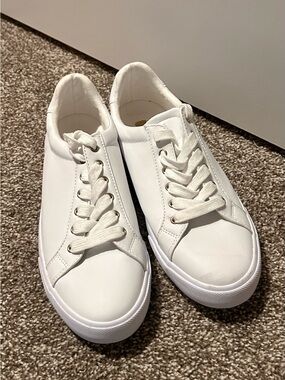 Nine West White Low-Top Lace-Up Sneakers